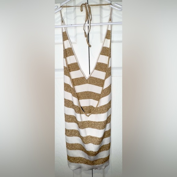 Dolce & Gabbana Metallic Stripe Rib Knit Halter Top Size 42 (EU) 6-8 est. US - Picture 3 of 12